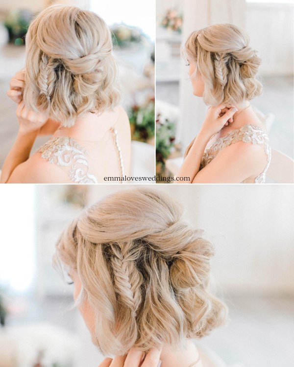 Adding some texture to your half up short wedding hairstyle is a great way to spice things up.