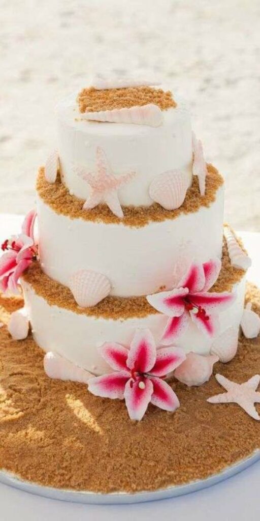 Both visually stunning and delectable this beach wedding cake is a must have for any wedding.