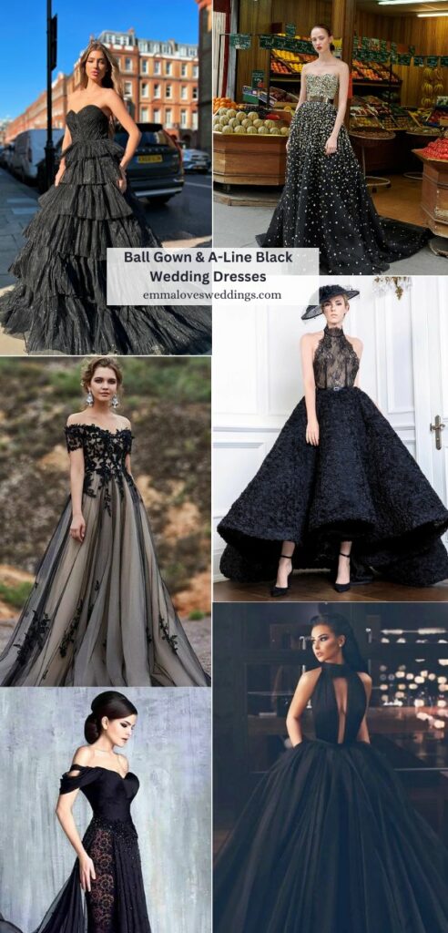 Effortlessly elegant these black wedding dresses gracefully flows from top to bottom creating a stunning bridal look