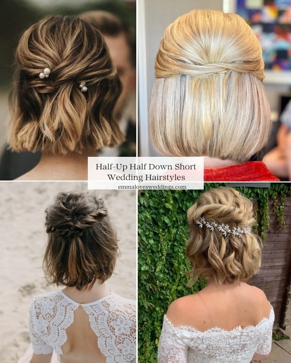 Short-haired brides fear not! With the correct ideas, you can make a lovely half-up half-down hairdo.