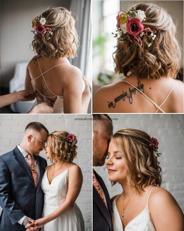 The beautiful half up hairstyles are ideal for the wedding day and can be done with short hair.