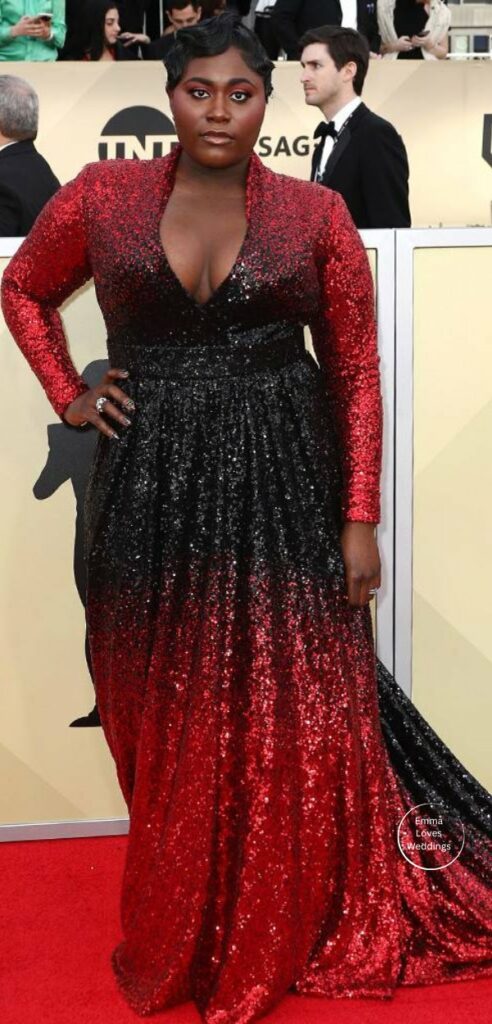This lovely sequined plus size red and black wedding dress will highlight your curves and make you feel confident and attractive on your big day.