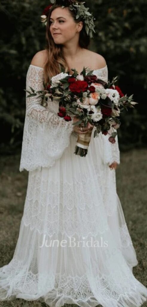 This Mexican plus size  wedding dress can let you feel like a princess on your big day while celebrating your curves and boho style.