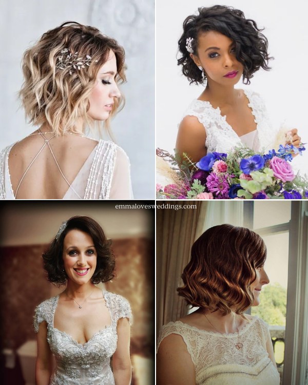 Why not give your short bob some movement and bounce on your wedding day by rolling it to create a curly effect?