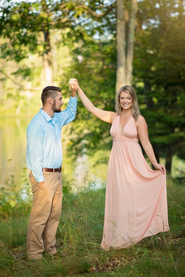 A summer engagement session would be perfect for this pastel colored outfit