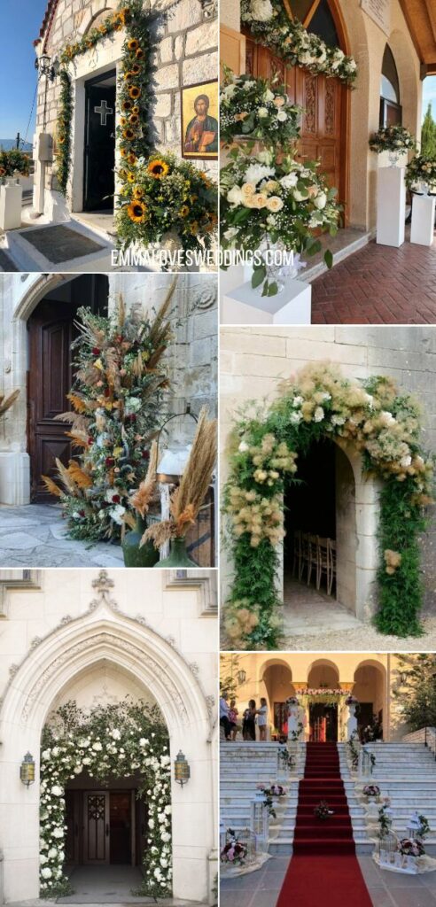 church entrance door wedding decorations ideas