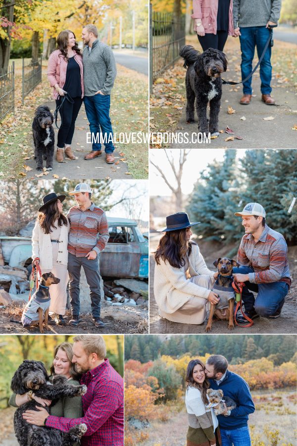 Fall engagement photo ideas with dog
