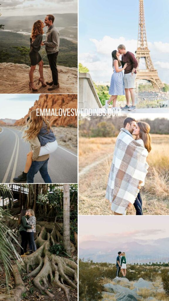 It's a sweet idea to include the couples passions or hobbies in their engagement photos