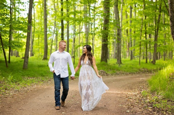 Put on a gorgeous plus size bridal white dress and get ready to dazzle in your casual engagement photos