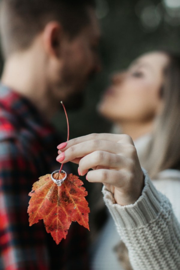 Take your engagement ring against the vibrant fall foliage for a beautiful keepsake of your love