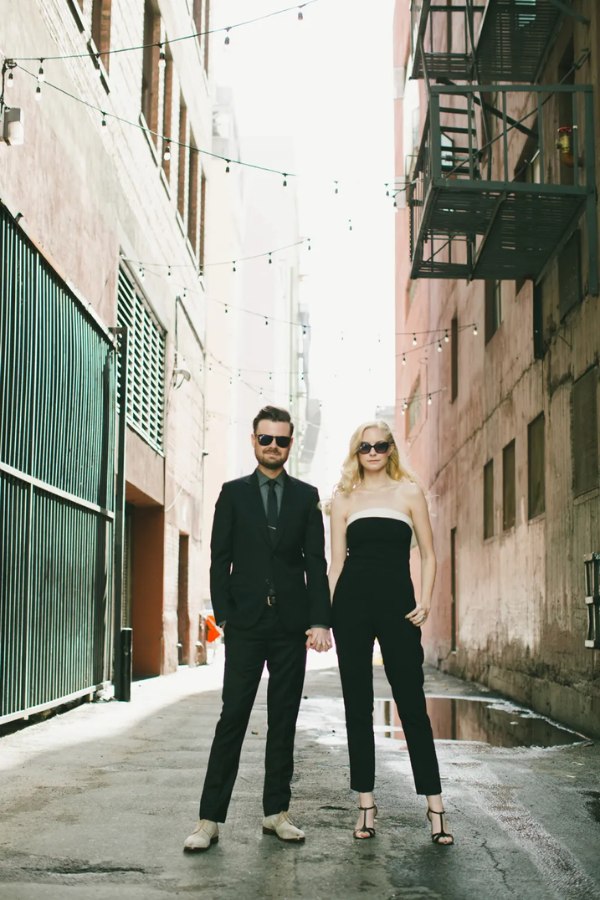 Their matching dress and sunglasses for the engagement shoot are picture perfect