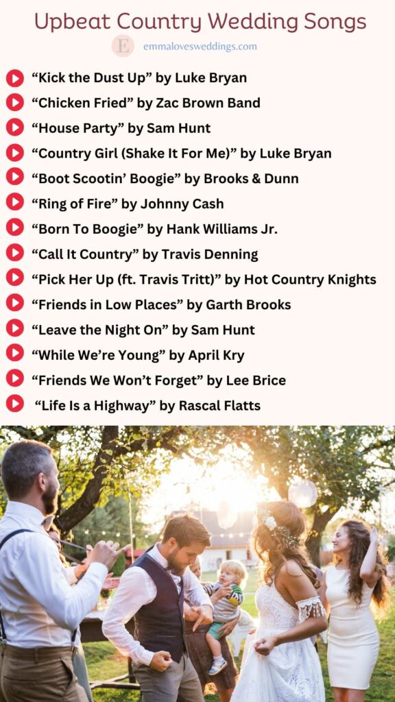 Upbeat Country Wedding Songs