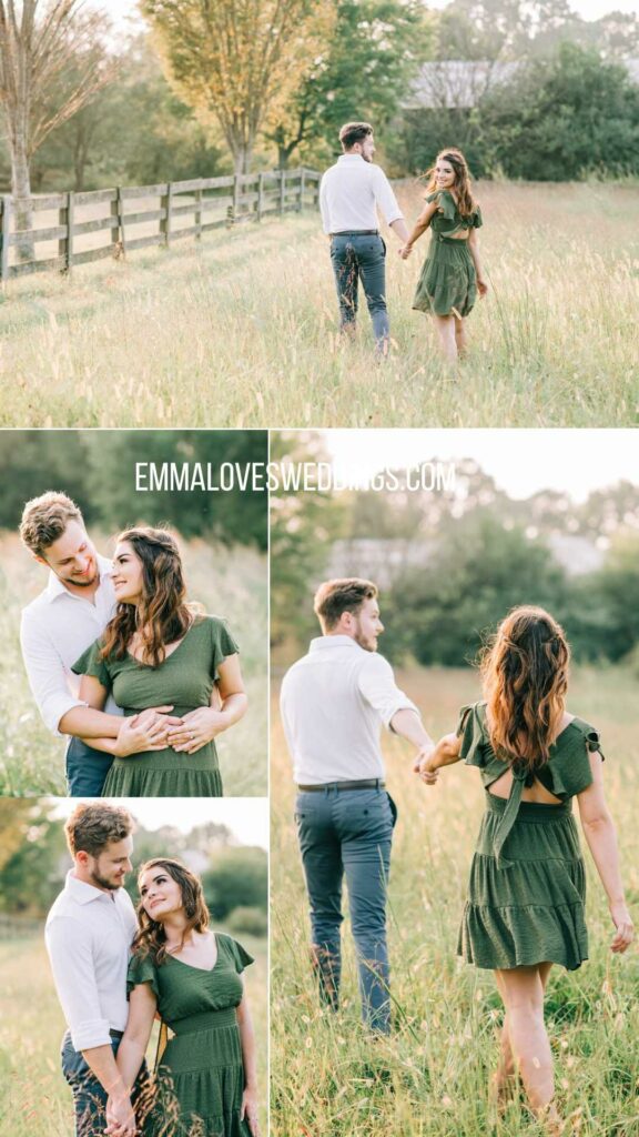 Wearing this green engagement dress will make for stunning and unforgettable photos