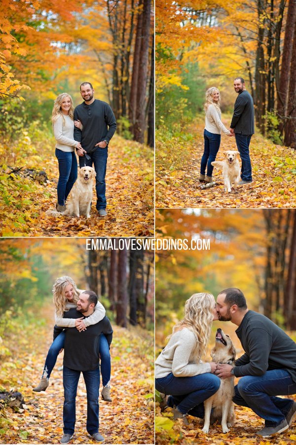 Your dog makes a beautiful addition to a fall engagement session