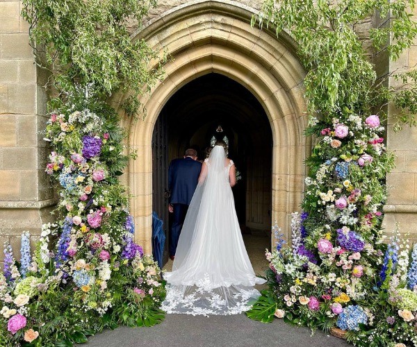 church colorful flower arch wedding entrance decoration ideas