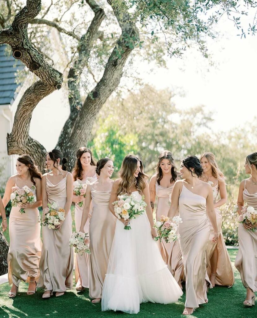 gold champagne revelry bridesmaid dress ideas