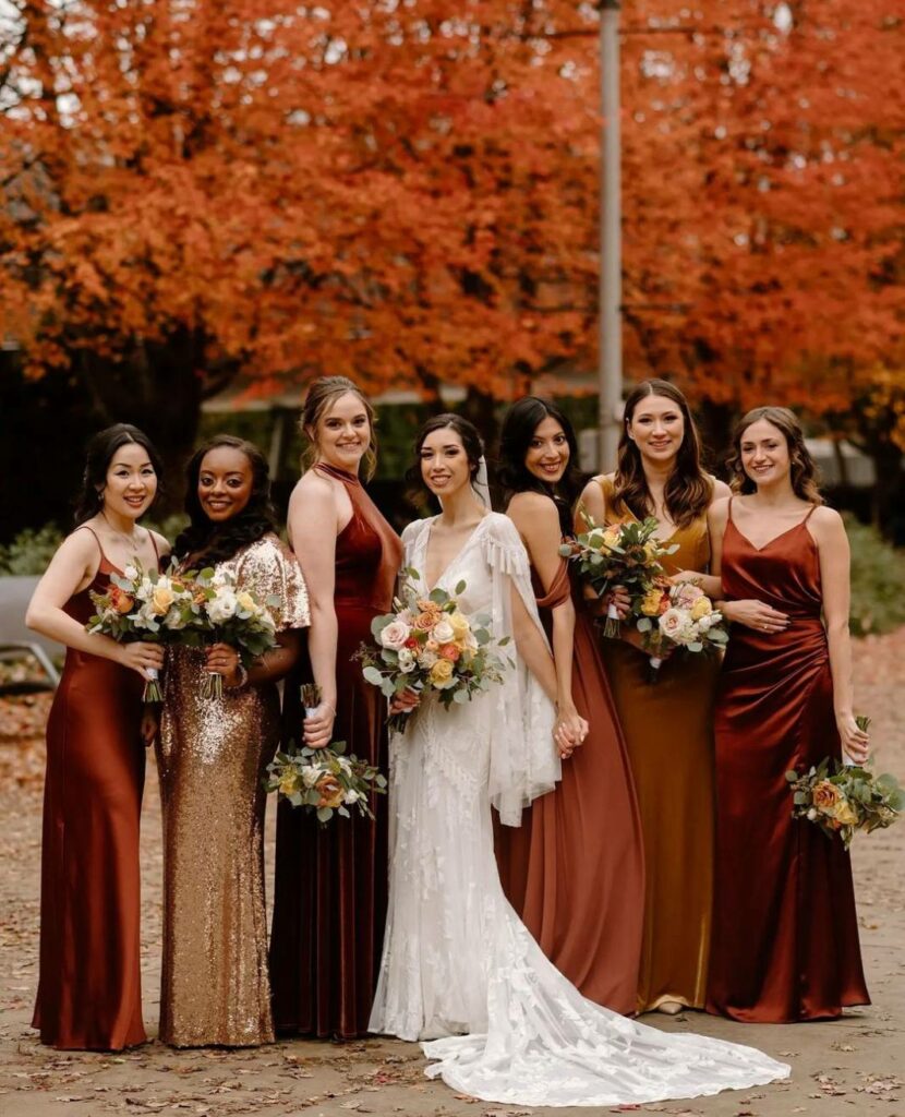 mix and match fall wedding bridesmaid dresses