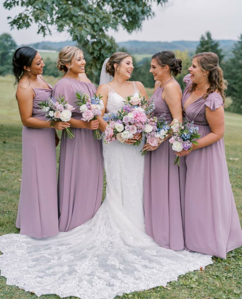 purple chiffon revelry bridal party dresses for spring wedding