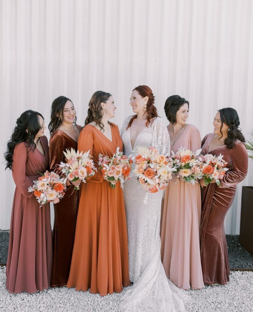 winter wedding colors bridesmaid dresses to mix and match