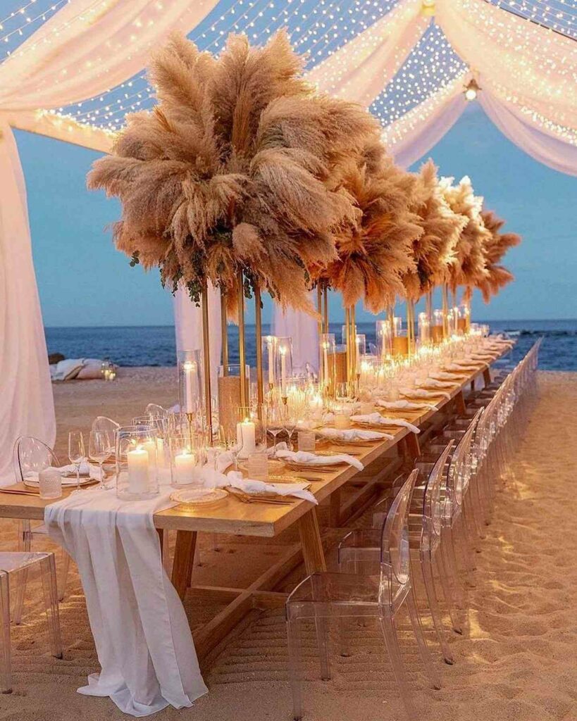 beach boho theme wedding table decoration ideas