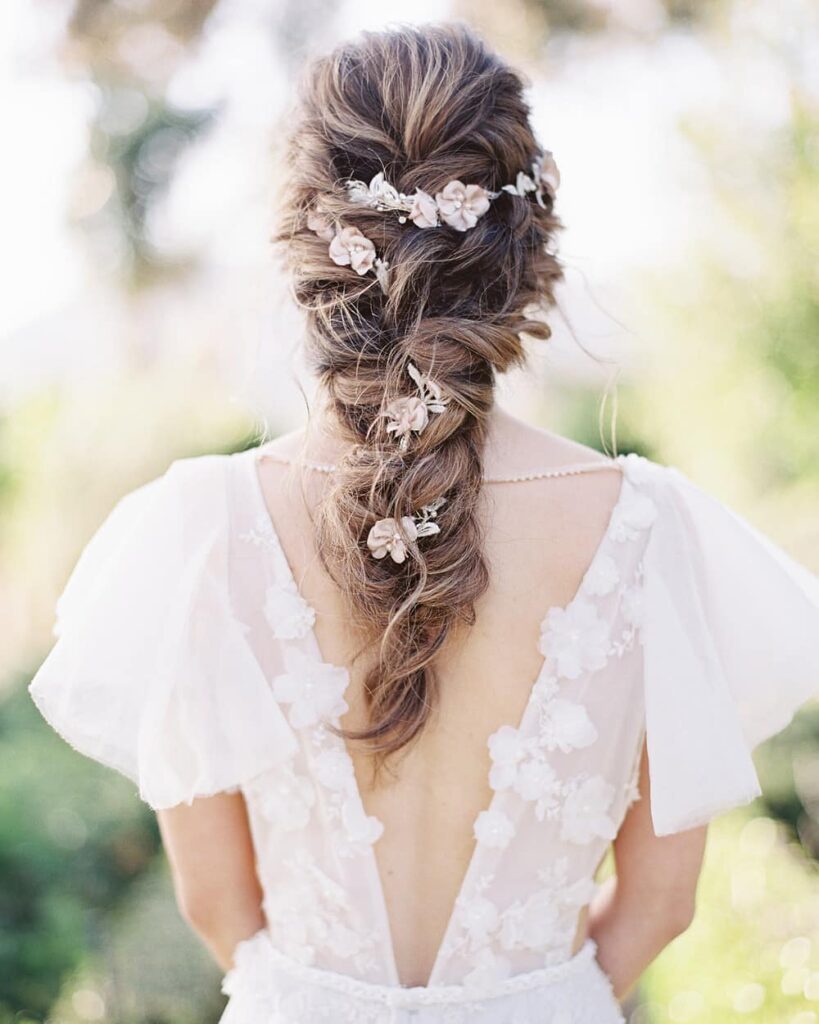 boho fishtail braided wedding hair