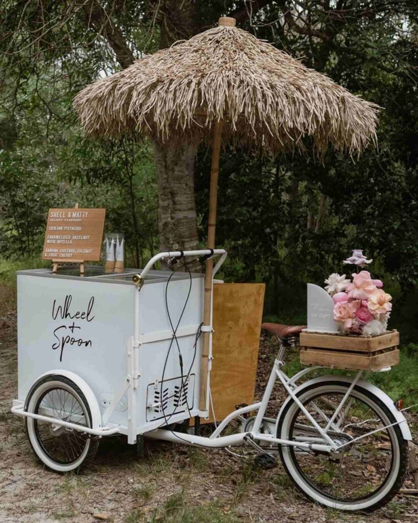 boho theme gelato cart wedding ideas