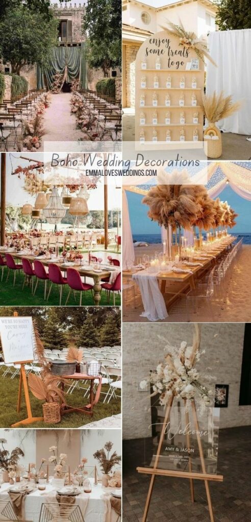 boho theme wedding decorations ideas