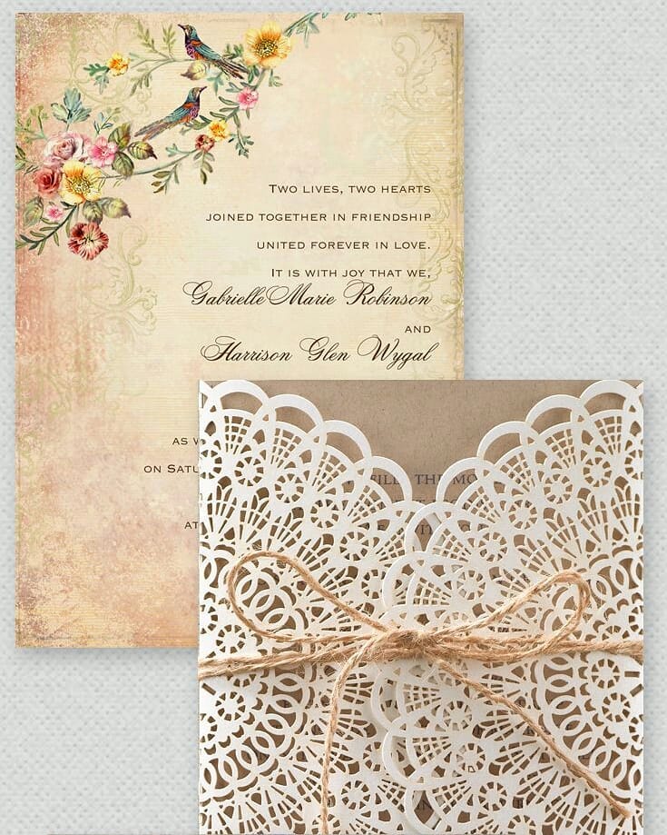 boho theme wedding invitations