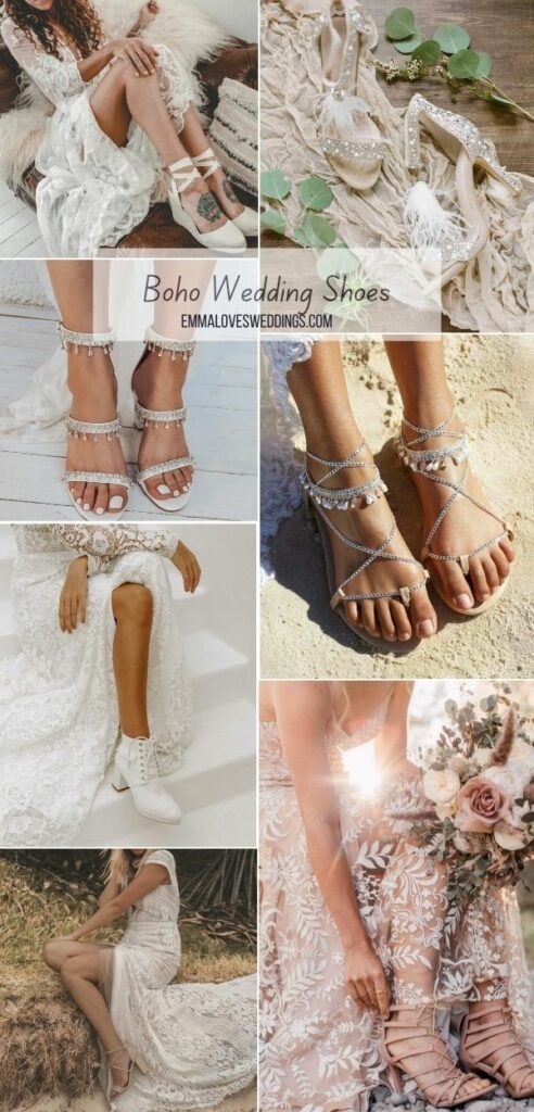 boho theme wedding shoes ideas