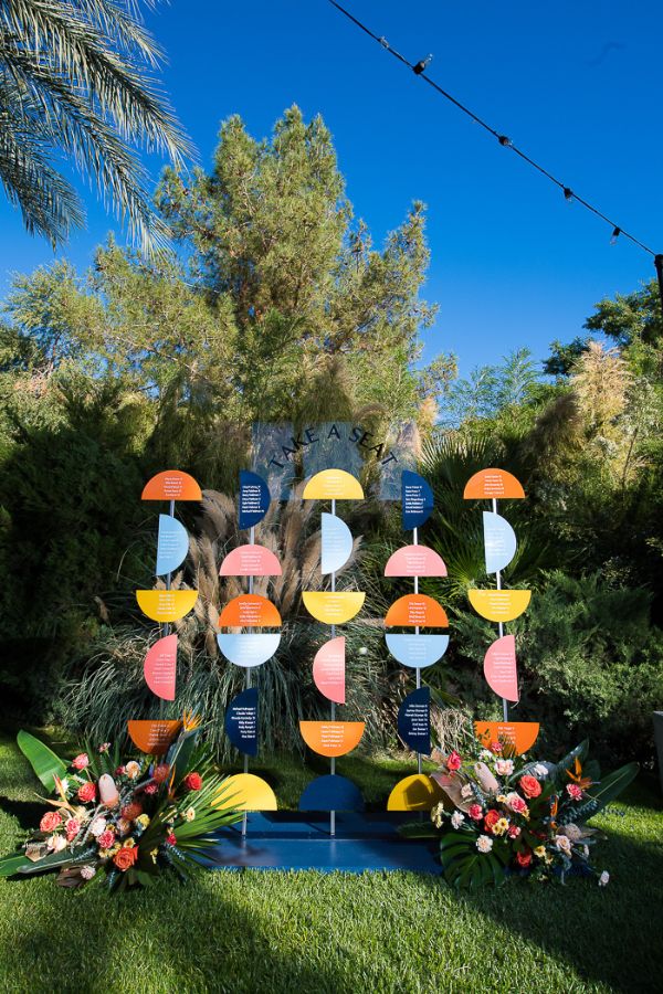 colorful acrylic wedding seating chart ideas