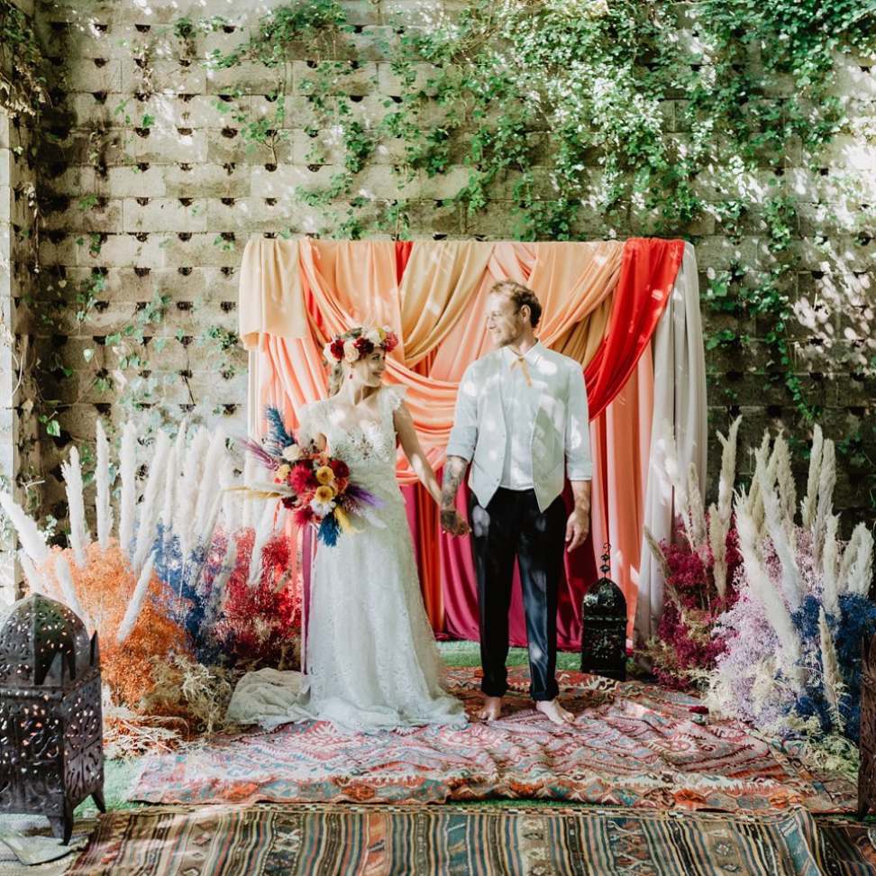 colorful bohemian wedding carpet decorations