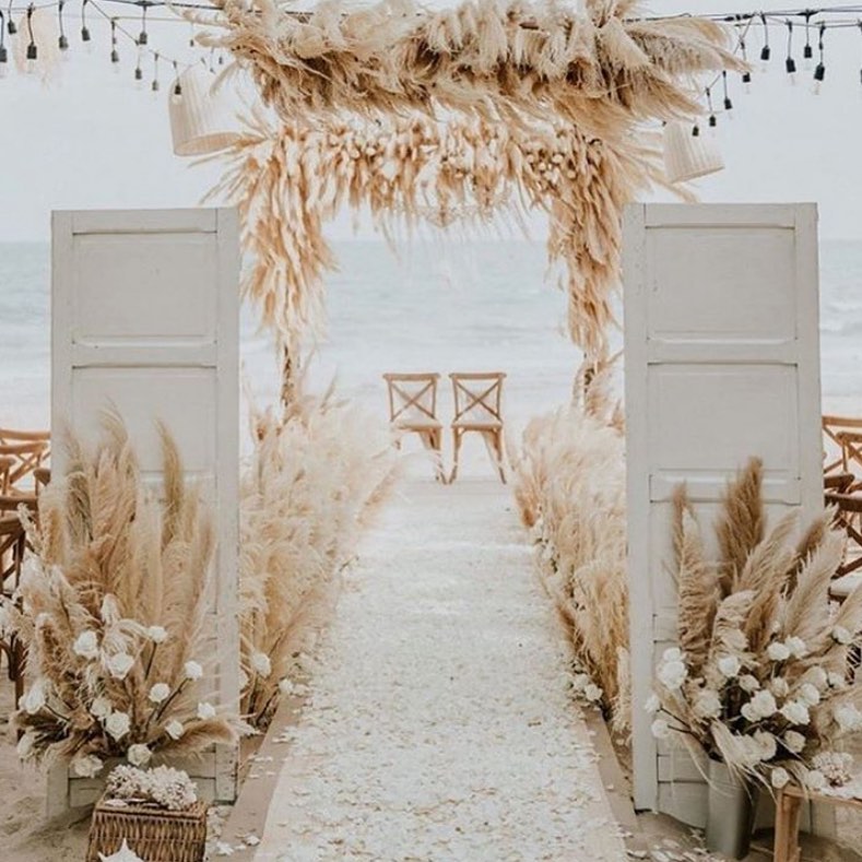 dried flower boho wedding aisle decor