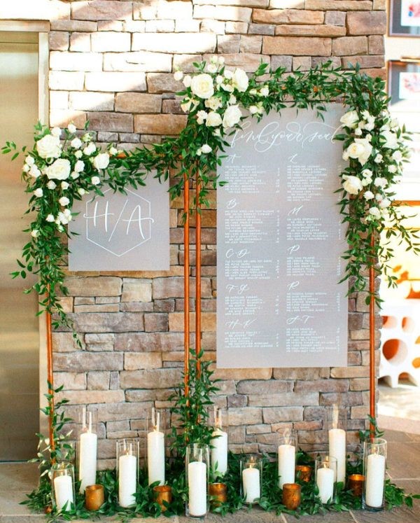 floating candle with acrylic wedding seating chart ideas