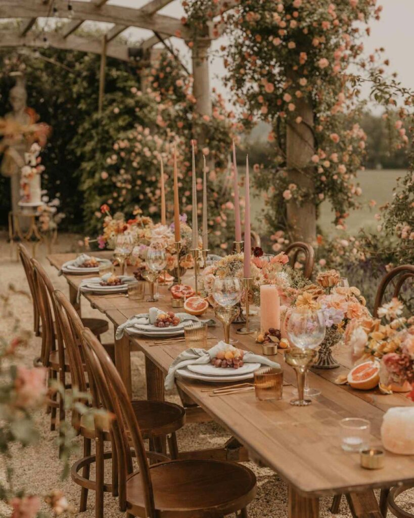 floral boho wedding table décor ideas