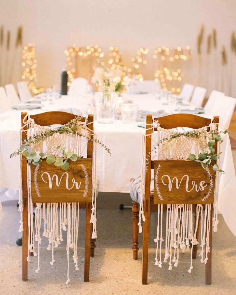 macrame boho wedding chair decor