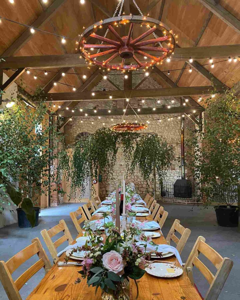 romantic small intimate wedding reception ideas in barn