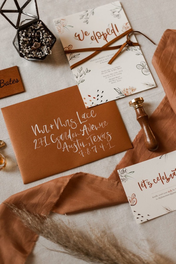 rustic boho theme wedding invitation ideas