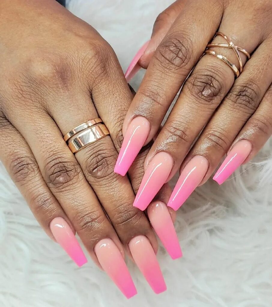 Pink classy ombre wedding nails ideas