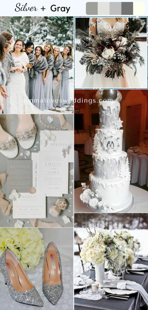 Silver and gray provide your winter January wedding colors elegance sophistication and romance