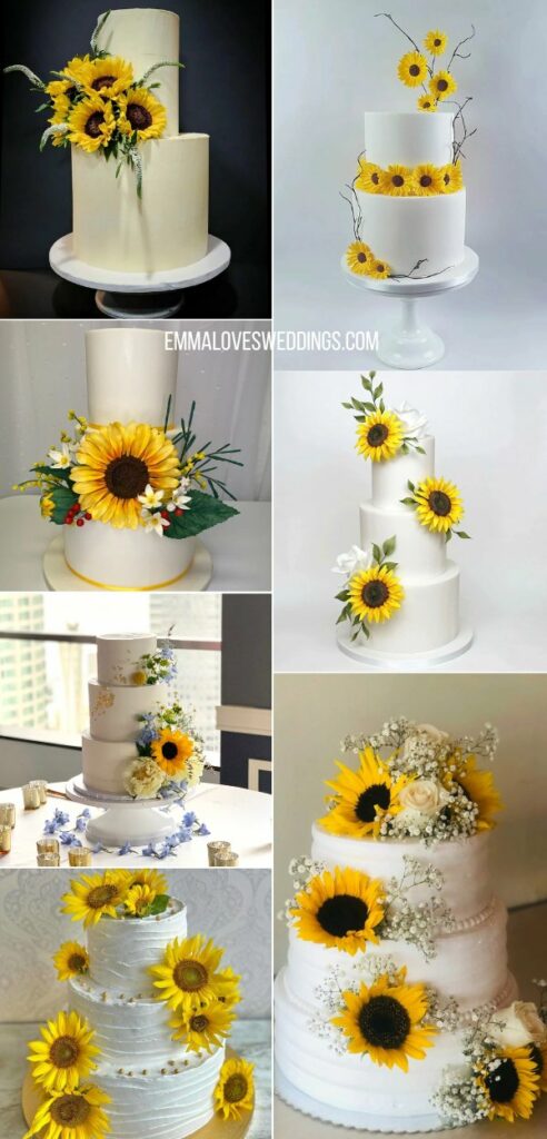 Sunflowers On Simple Wedding Cake Ideas