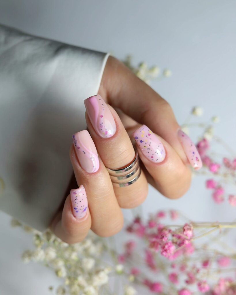 bridal pink dots nail designs