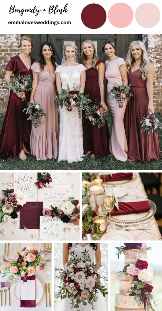 burgundy and blush winter wedding color palette ideas