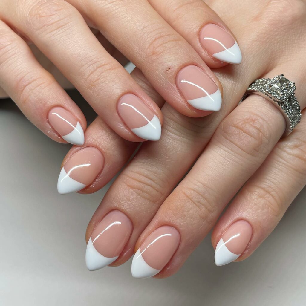 classy French manicure winter wedding nails
