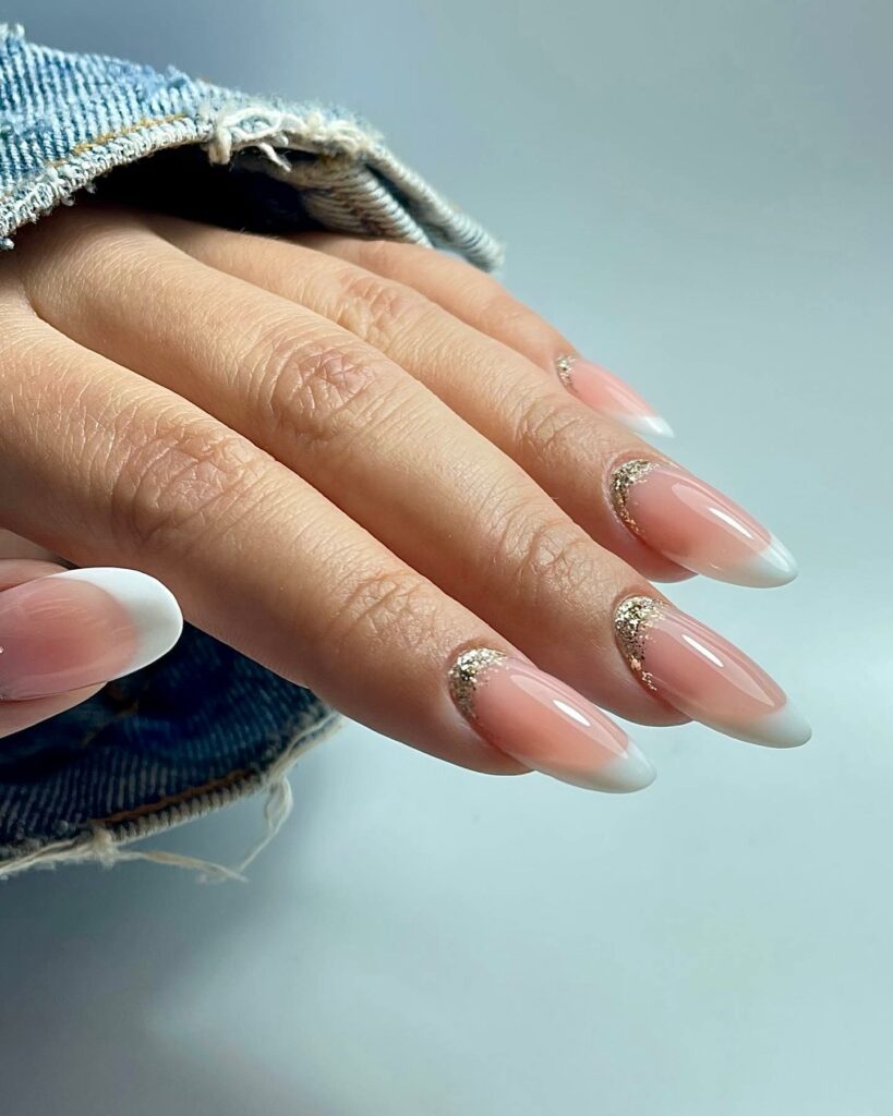 classy glitter French wedding nails