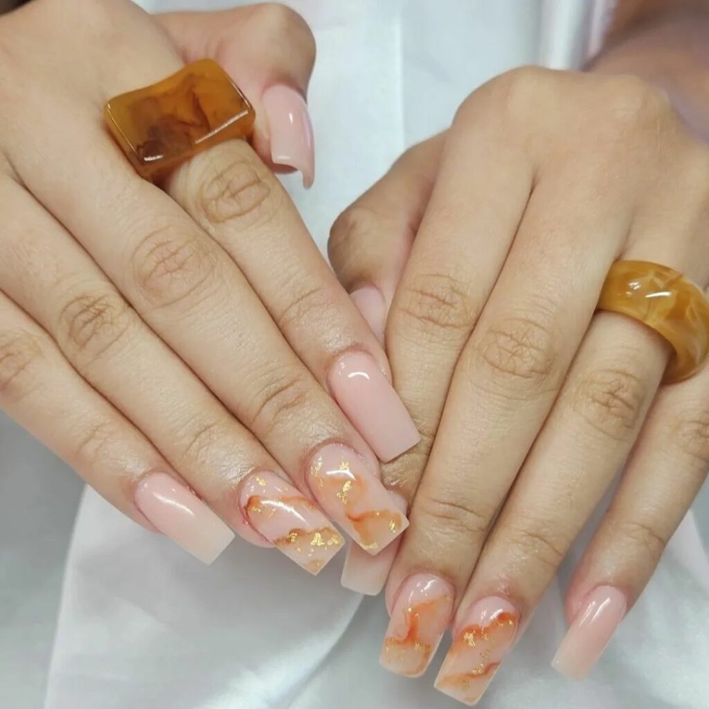 classy marble nude bridal nails ideas