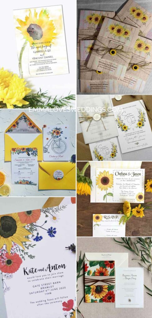 floral print sunflower wedding invitation ideas