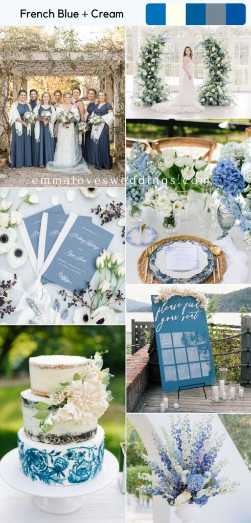 french blue and cream December wedding colors for winter