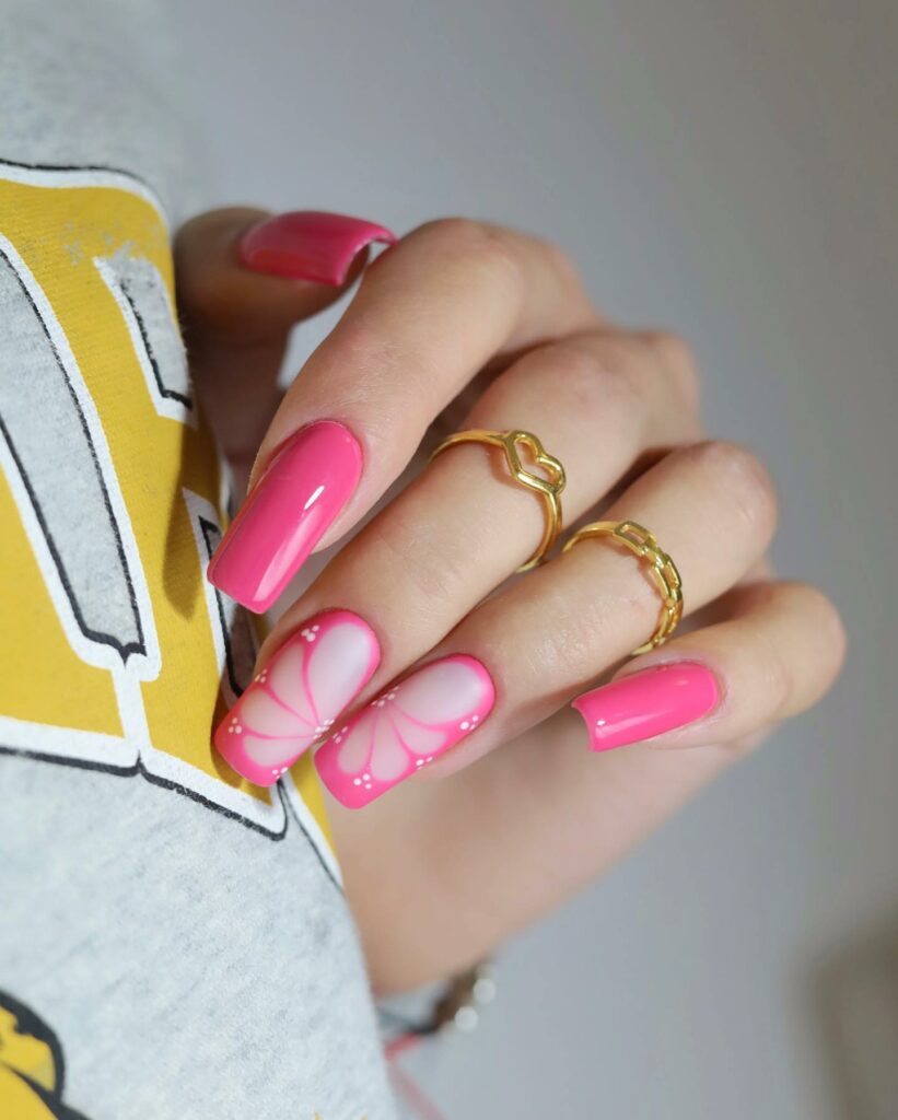 hot pink bridal nail art