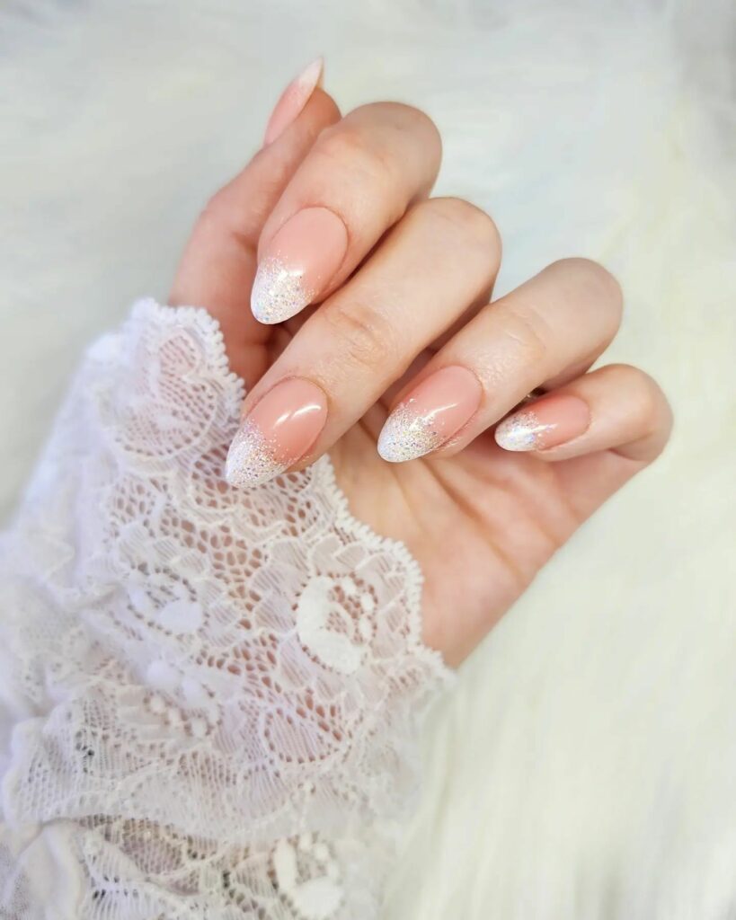 natural classy nude summer wedding nails design