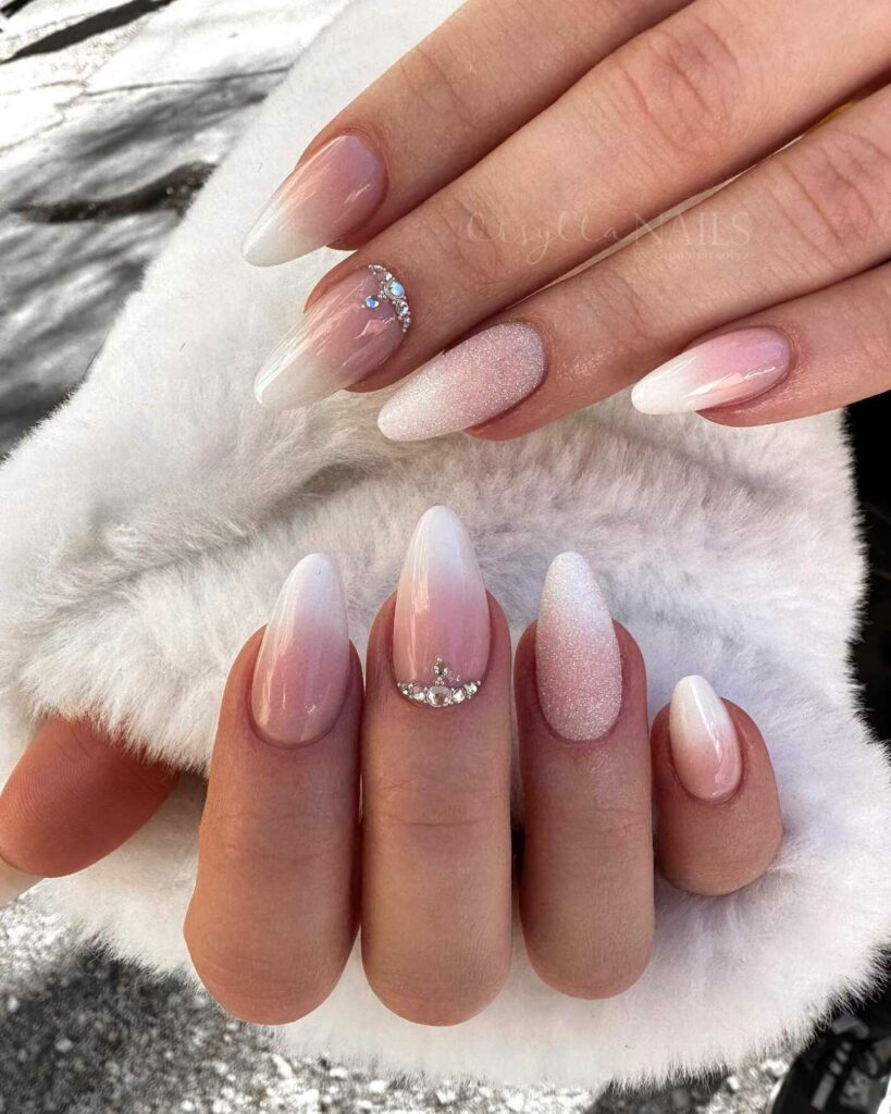 ombre classy dusty pink wedding nails art